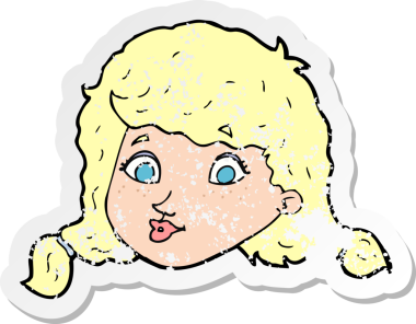 Bir insan tarafından çizilmiş eski, sıkıntılı bir yüz çıkartması.