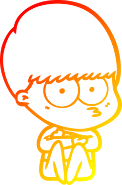 Bir insan tarafından çizilmiş gergin bir çizgi film çocuğunun çizimi.