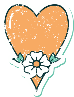 Bir insan tarafından çizilmiş kalp ve çiçeğin sembolik dövmesi.