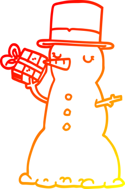 Bir insan tarafından çizilmiş bir kardan adamın sıcak çizgi çizimi