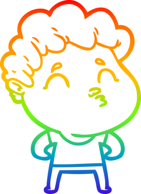 Gökkuşağı gradyan çizgi çizimi bir insan tarafından çizilen bir çizgi film adamı