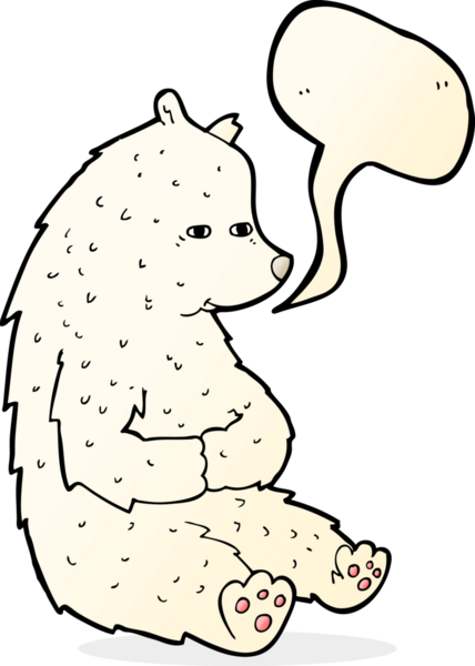 Bir insan tarafından çizilmiş konuşma baloncuklu şirin kutup ayısı.