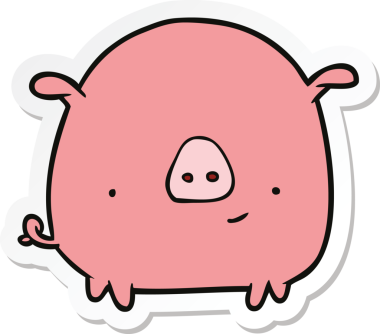 Bir insan tarafından çizilmiş bir domuzun çıkartması.