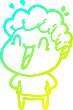 Bir insan tarafından çizilmiş mutlu bir adamın soğuk çizgi çizimi.