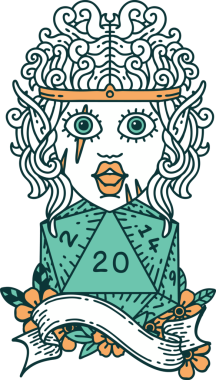 Retro Dövme Tarzı Bir insan tarafından çizilmiş 20 zarlı barbar karakter