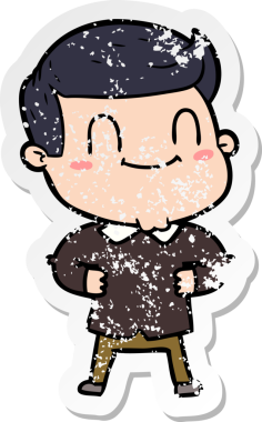 Bir insan tarafından çizilmiş, karikatür dostu bir adamın sıkıntılı çıkartması.