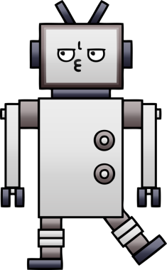 Bir insan tarafından çizilmiş bir robotun gölgelenmiş çizimi