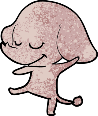 Bir insan tarafından çizilmiş gülümseyen bir fil.