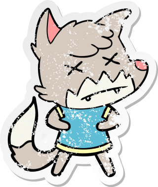 Bir insan tarafından çizilmiş ölü tilki çizgi filminin sıkıntılı çıkartması.