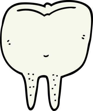 Bir insan tarafından çizilmiş çizgi film dişi.