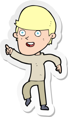 Bir insan tarafından çizilmiş mutlu bir adamın çıkartması.