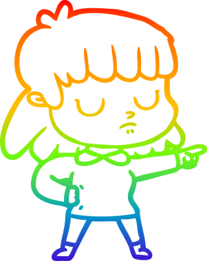 gökkuşağı gradyan çizgi çizimi bir insan tarafından çizilen ilgisiz bir kadının çizimi