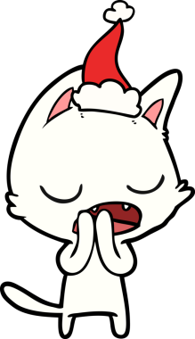 Konuşan kedi eli çizilmiş bir insan tarafından çizilmiş Noel Baba şapkası.