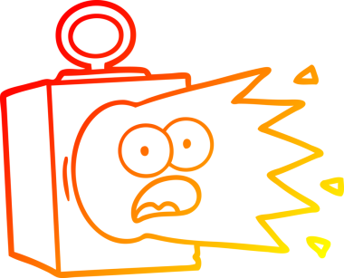 Bir insan tarafından çizilen karikatür endüstriyel lambanın sıcak çizgi çizimi