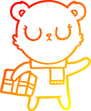 Barışçıl bir kutup ayısının insan tarafından çizilmiş sıcak çizgi çizimi.