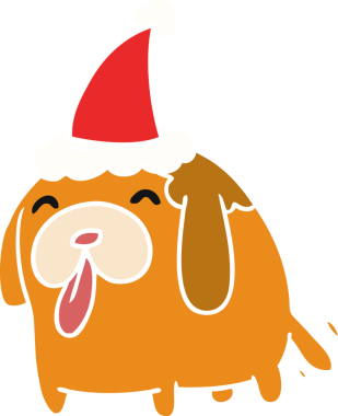 Bir insan tarafından çizilmiş kawaii köpeğinin Noel karikatürü.