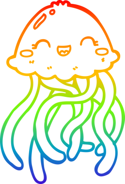 Gökkuşağı gradyan çizgisi bir insan tarafından çizilmiş şirin bir denizanasının çizimi