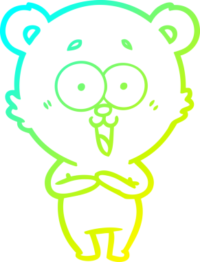 Bir insan tarafından çizilmiş gülen oyuncak ayı çizgi filmi.