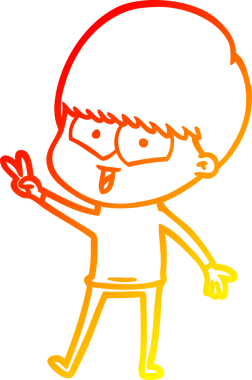 Bir insan tarafından çizilen mutlu bir çocuğun sıcak çizgi çizimi.