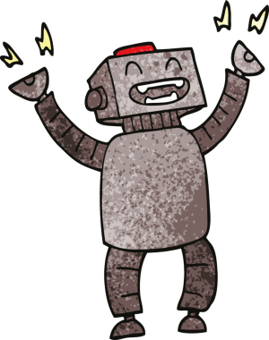 Bir insan tarafından çizilmiş karalama mutlu robot.