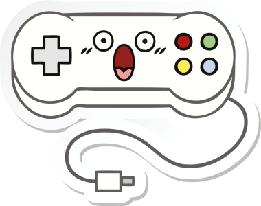 Bir insan tarafından çizilmiş şirin bir çizgi film oyun denetleyicisinin çıkartması