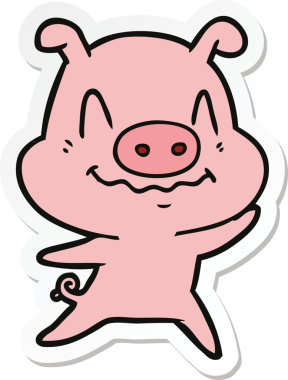 Bir insan tarafından çizilmiş sinirli bir domuzun çıkartması.