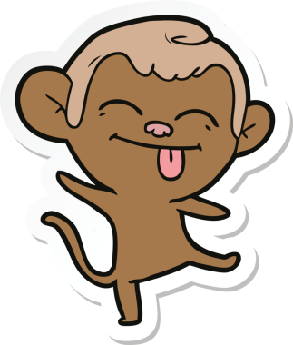 Bir insan tarafından çizilmiş komik çizgi film maymununun çıkartması.