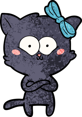 Bir insan tarafından çizilmiş çizgi film kedisi.