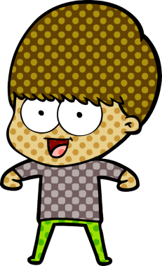 Bir insan tarafından çizilmiş mutlu çizgi film çocuğu.