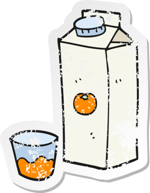 Bir insan tarafından çizilmiş portakal suyu çizgi filminin gerilimli yapıştırması.