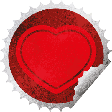 kalp grafik vektörü dairesel soyma etiketi bir insan tarafından çizilmiş