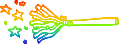 Gökkuşağı gradyan çizgi çizimi Bir insan tarafından çizilmiş sihirli süpürge