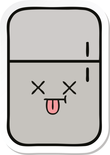 Bir insan tarafından çizilmiş şirin bir buzdolabı etiketi.