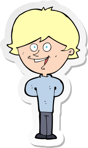 Bir insan tarafından çizilmiş mutlu bir çocuğun çıkartması.