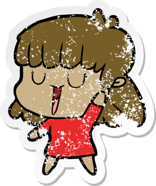 Bir insan tarafından çizilmiş karikatür bir kadının sıkıntılı çıkartması.