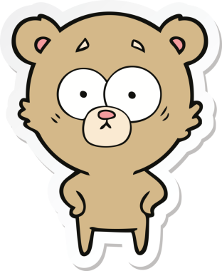 Bir insan tarafından çizilmiş şaşırmış bir ayı çizgi filminin çıkartması.