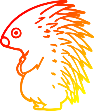 Bir insan tarafından çizilmiş sivri dikenli kirpinin sıcak çizgi çizimi