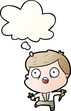 Çizgi filmci, bir insan tarafından çizilmiş düşünce balonuyla vampirleri avlıyor.