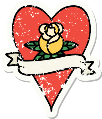 Bir insan tarafından çizilmiş, geleneksel bir kalp dövmesi, gül ve bayrak şeklinde.