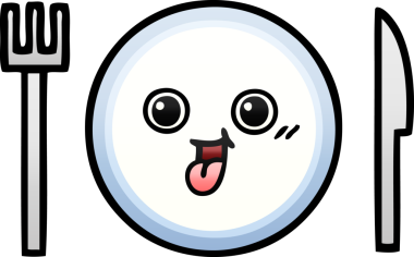 Bir insan tarafından çizilmiş yemek tabağının gölgeli çizgi filmi.