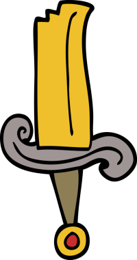 Bir insan tarafından çizilmiş mücevherli bir kılıç.