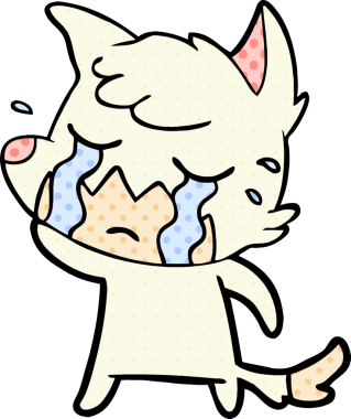 Bir insan tarafından çizilmiş ağlayan tilki çizgi filmi.