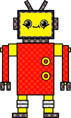 bir insan tarafından çizilmiş bir robotun çizgi roman tarzı