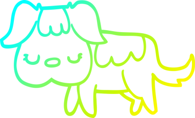 Bir insan tarafından çizilen çizgi film köpeğinin soğuk gradyan çizgisi.