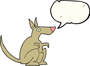 Bir insan tarafından çizilmiş serbest konuşma balonu çizgi filmi kangurusu.