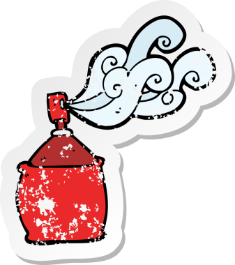 Bir insan tarafından çizilmiş karikatür spreyinin gerilimli yapıştırması.