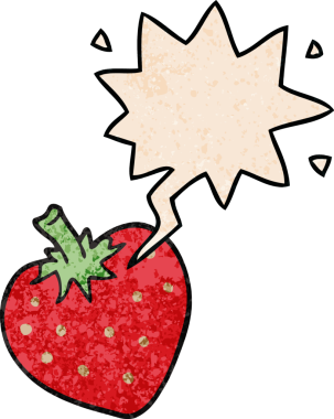 bir insan tarafından çizilmiş eski moda konuşma baloncuklu karikatür çileği