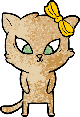 Bir insan tarafından çizilmiş çizgi film kedisi.