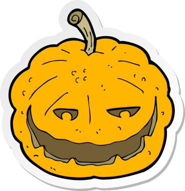 Bir insan tarafından çizilmiş cadılar bayramı balkabağı karikatürü çıkartması.