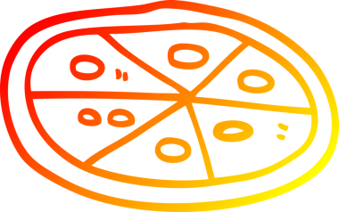 Bir insan tarafından çizilmiş bir pizzanın sıcak gradyan çizimi